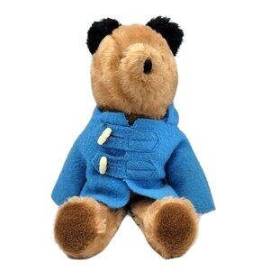 Eden Paddington Bear Plush Brown 16" Wool Coat 2-Button Blue Black Ears VTG 1981